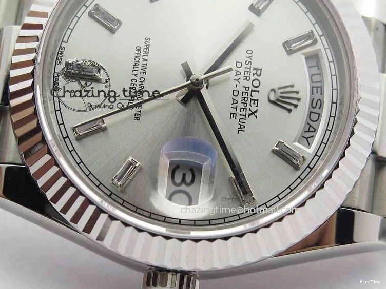MiroTime 0423 Unisex Day Date 40mm SS BP Maker Best Edition Silver Dial Diamond Markers On SS Bracelet ETA 3690